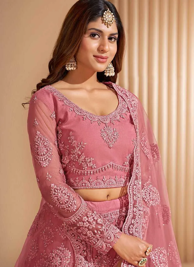 Pink Floral Embroidered Stylish Lehenga Choli
