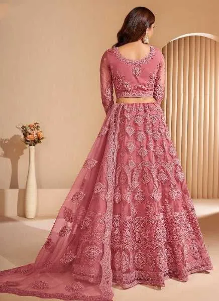 Pink Floral Embroidered Stylish Lehenga Choli