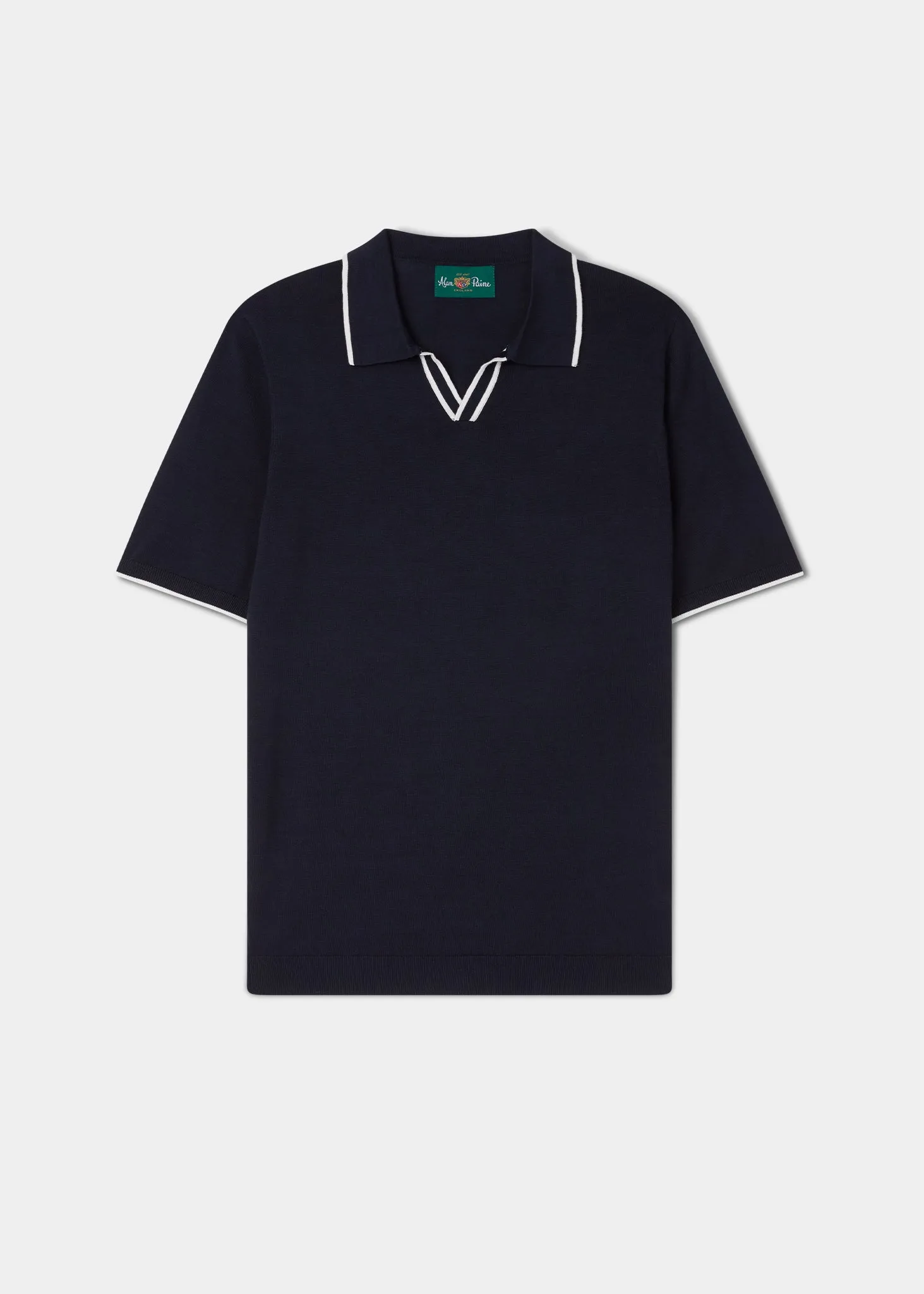 Portloe Short Sleeve Open Placket Shirt In Dark Navy