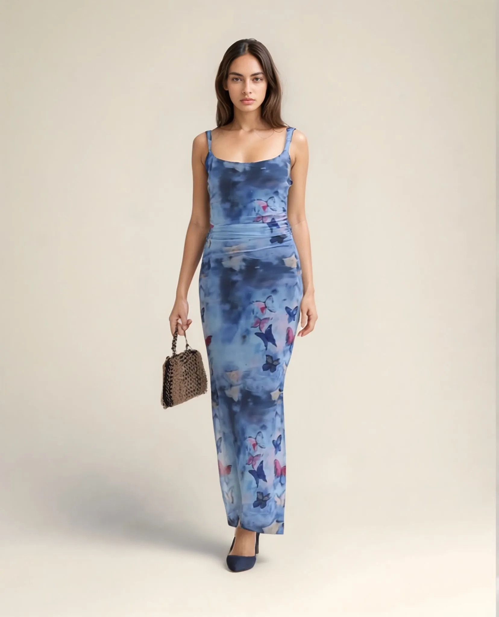 Printed Blue Skater Maxi