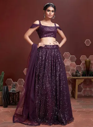 Purple and Gold Stylish Lehenga Choli
