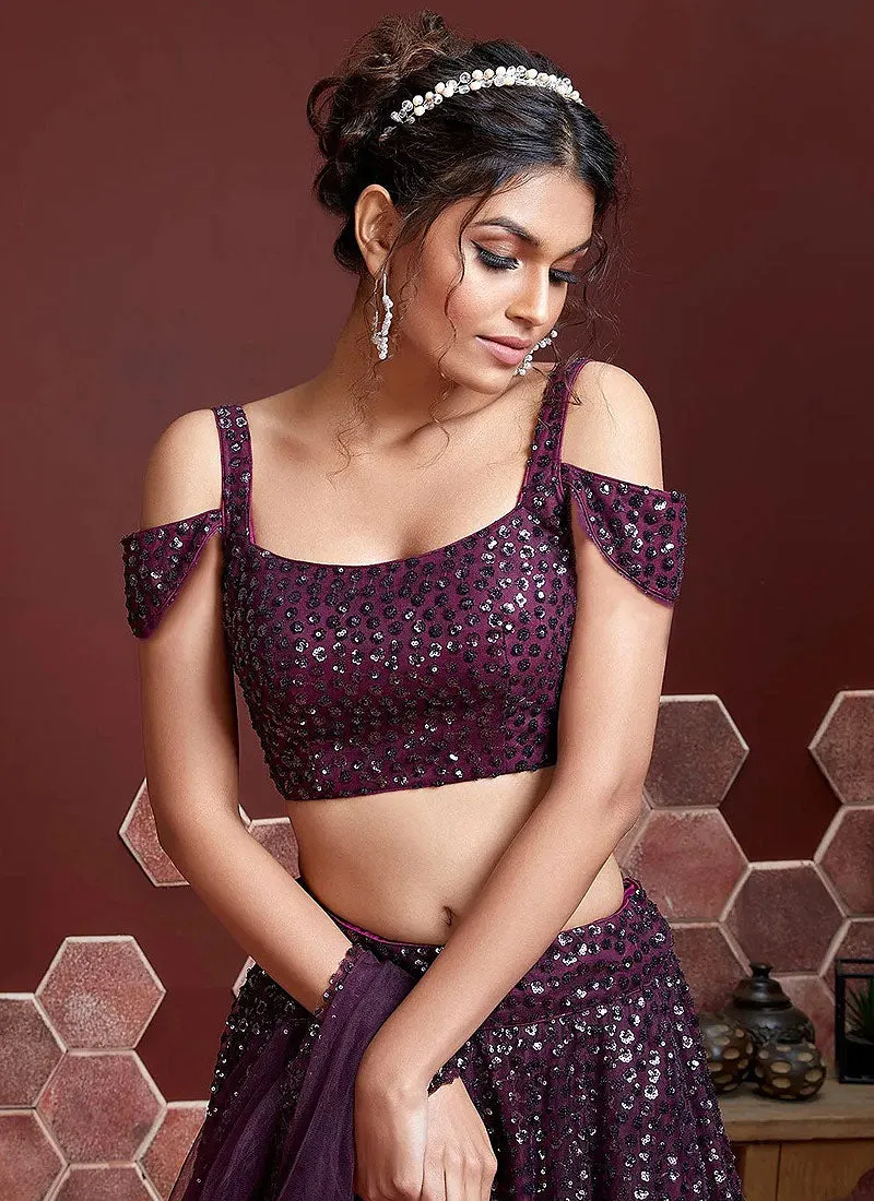 Purple and Gold Stylish Lehenga Choli