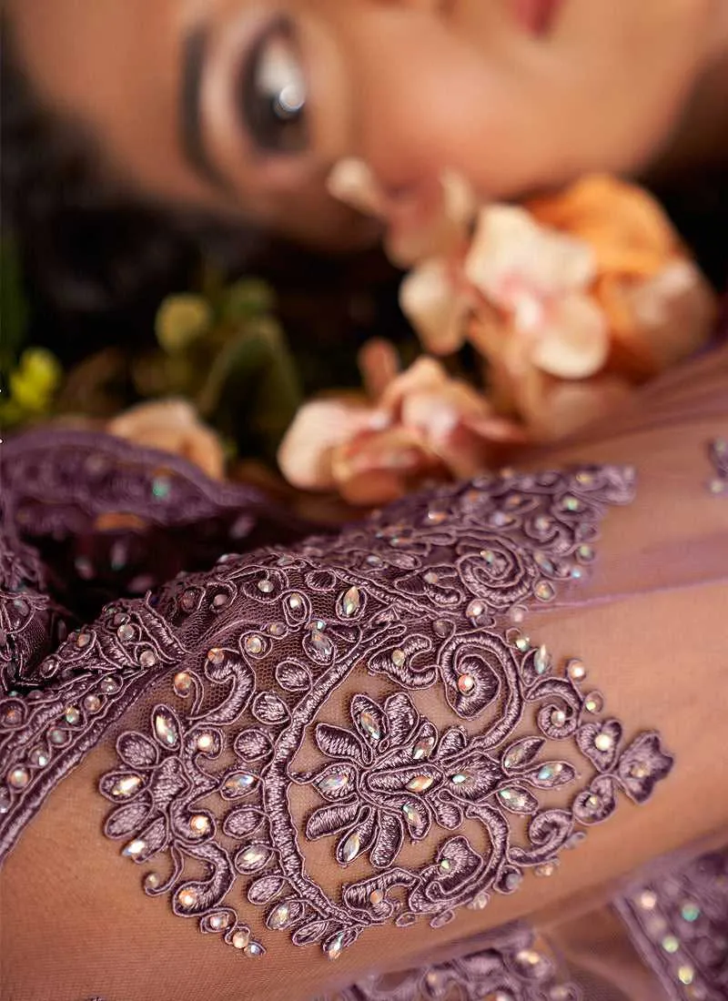 Purple Floral Embroidered Stylish Lehenga Choli