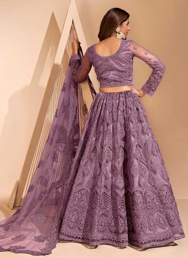 Purple Floral Embroidered Stylish Lehenga Choli