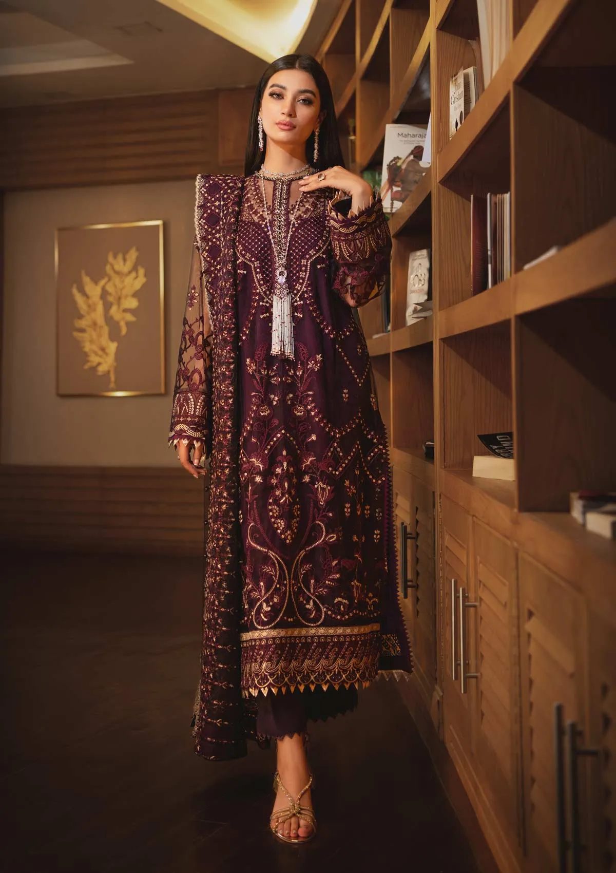 Purple Pakistani Dress with Elegant Embroidery #PF353