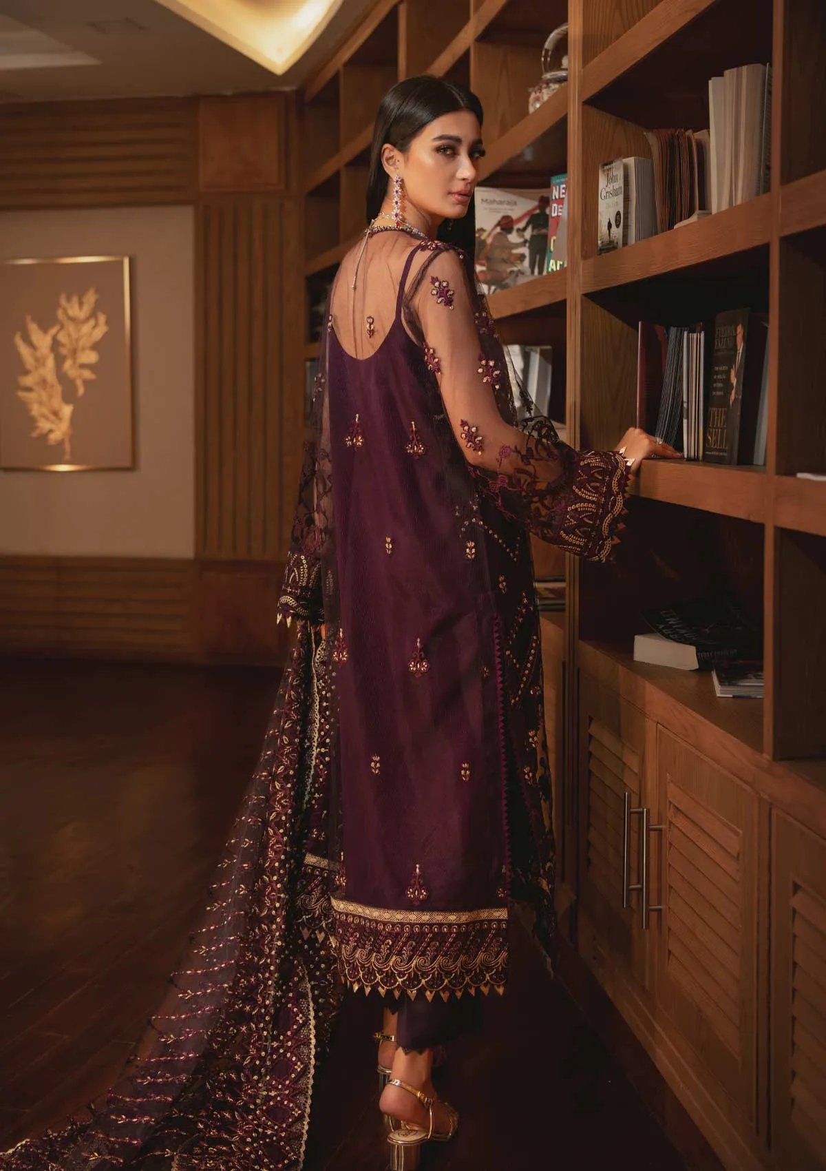 Purple Pakistani Dress with Elegant Embroidery #PF353