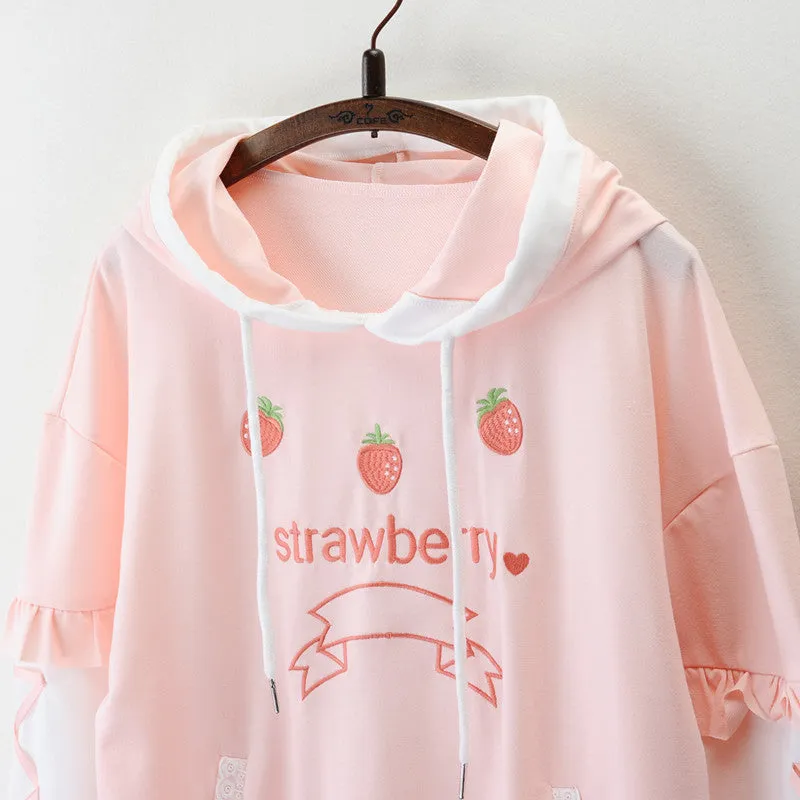 "CUTE STRAWBERRY EMBROIDERY" HOODED N050703