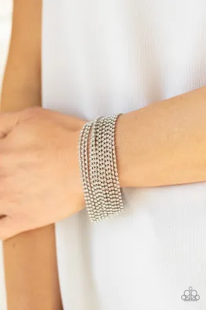 "I Woke Up This Way" Silver Multi Strand White/Clear Rhinestone Clasp Bracelet