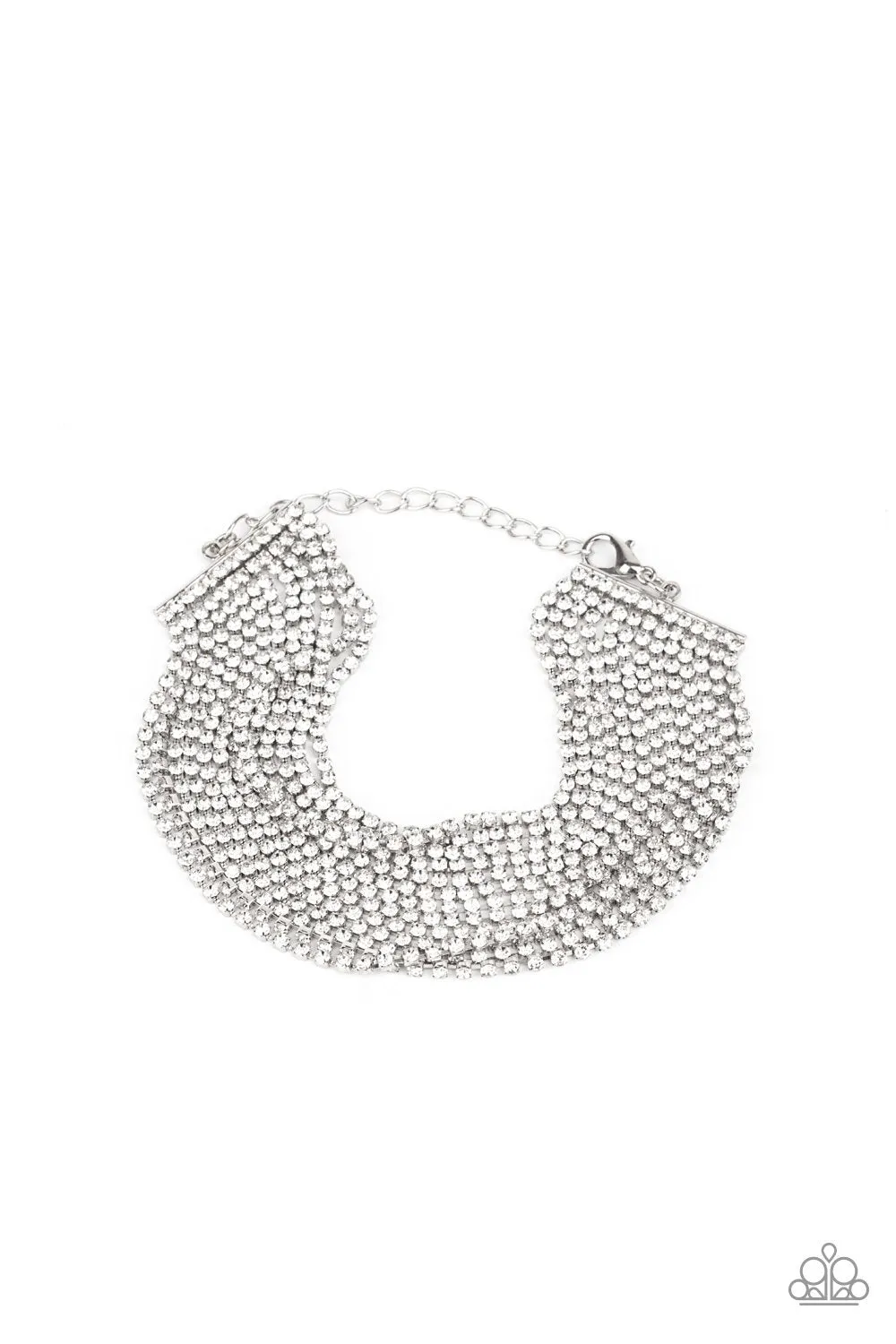 "I Woke Up This Way" Silver Multi Strand White/Clear Rhinestone Clasp Bracelet