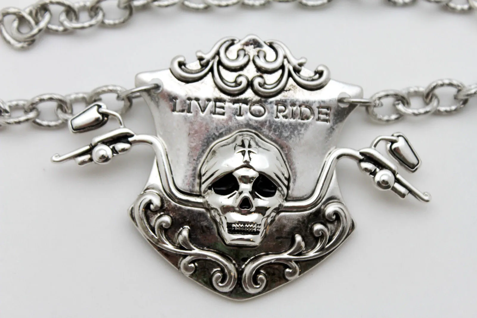 "Live to Ride" Motorcycle Biker Skull Pendant Boot Chain