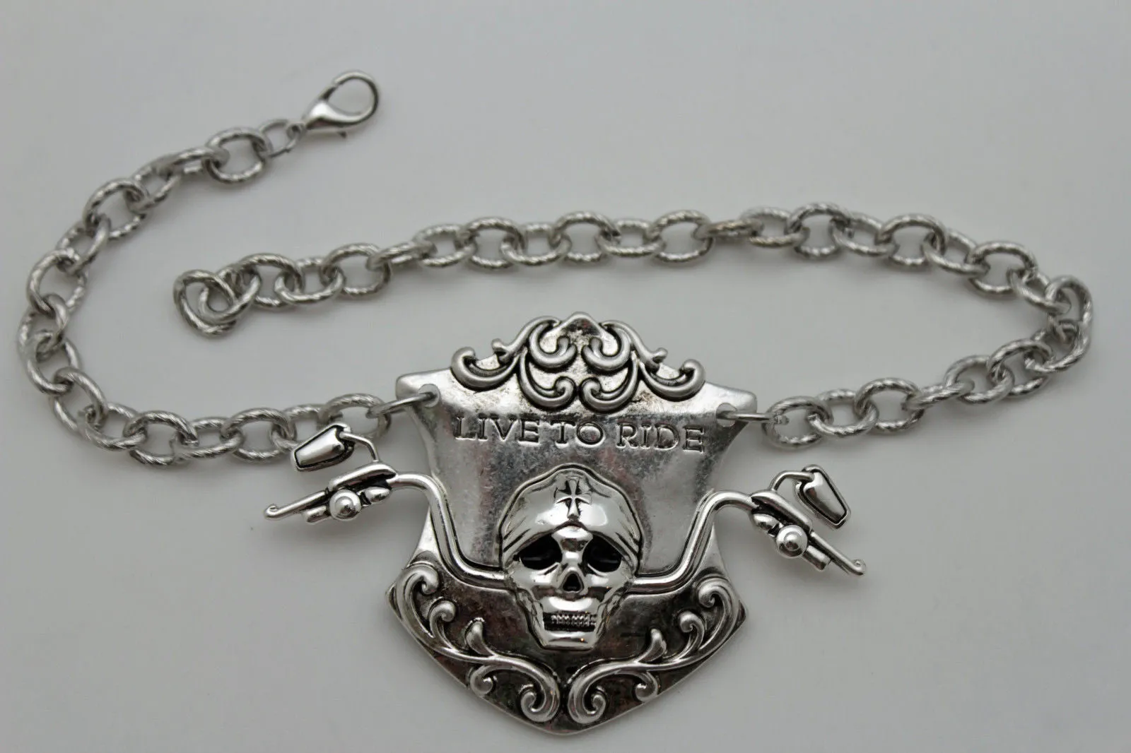"Live to Ride" Motorcycle Biker Skull Pendant Boot Chain