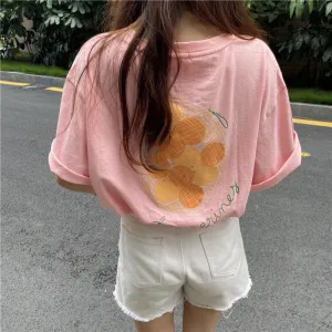 "PINK/WHITE ORANGE PRINT" T-SHIRT UB2358