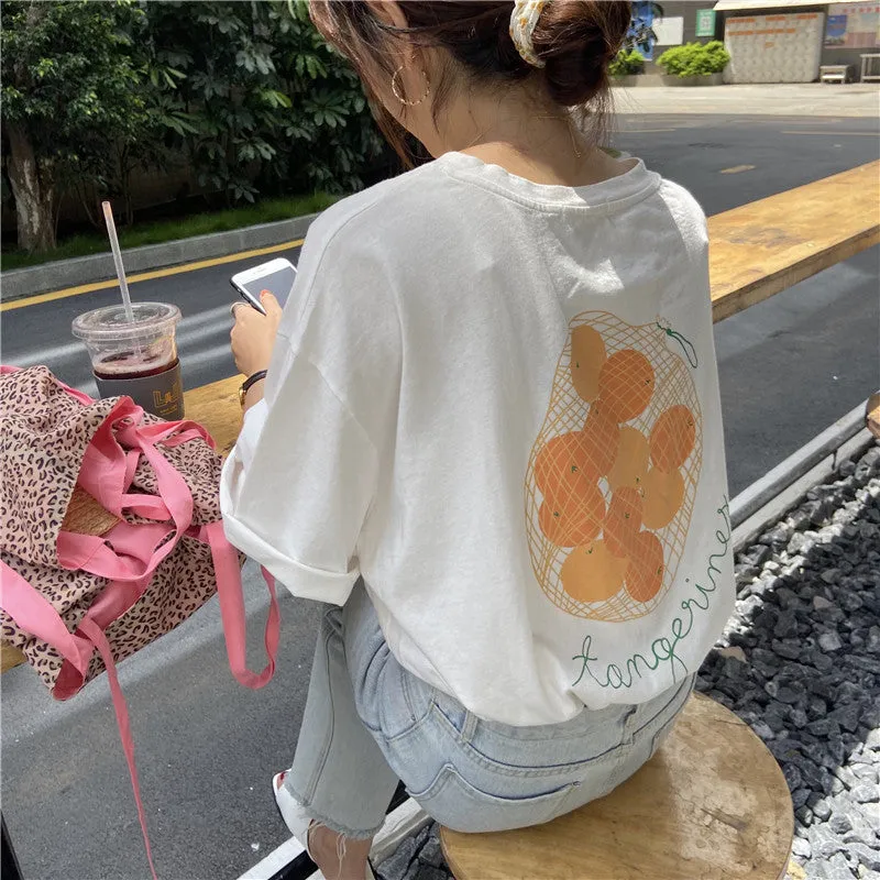 "PINK/WHITE ORANGE PRINT" T-SHIRT UB2358
