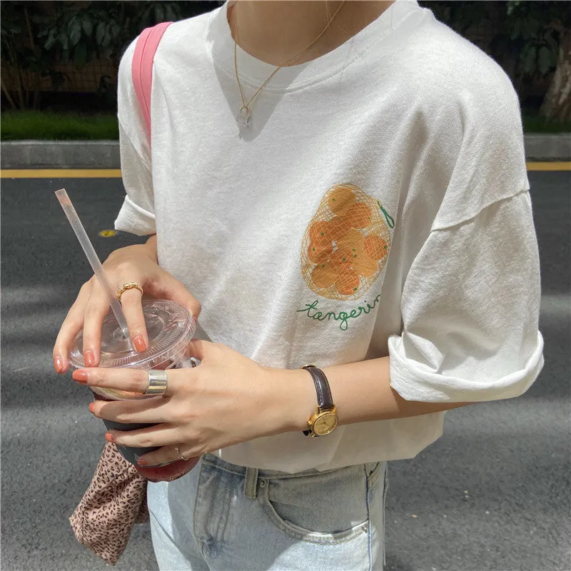 "PINK/WHITE ORANGE PRINT" T-SHIRT UB2358