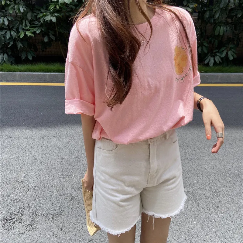 "PINK/WHITE ORANGE PRINT" T-SHIRT UB2358