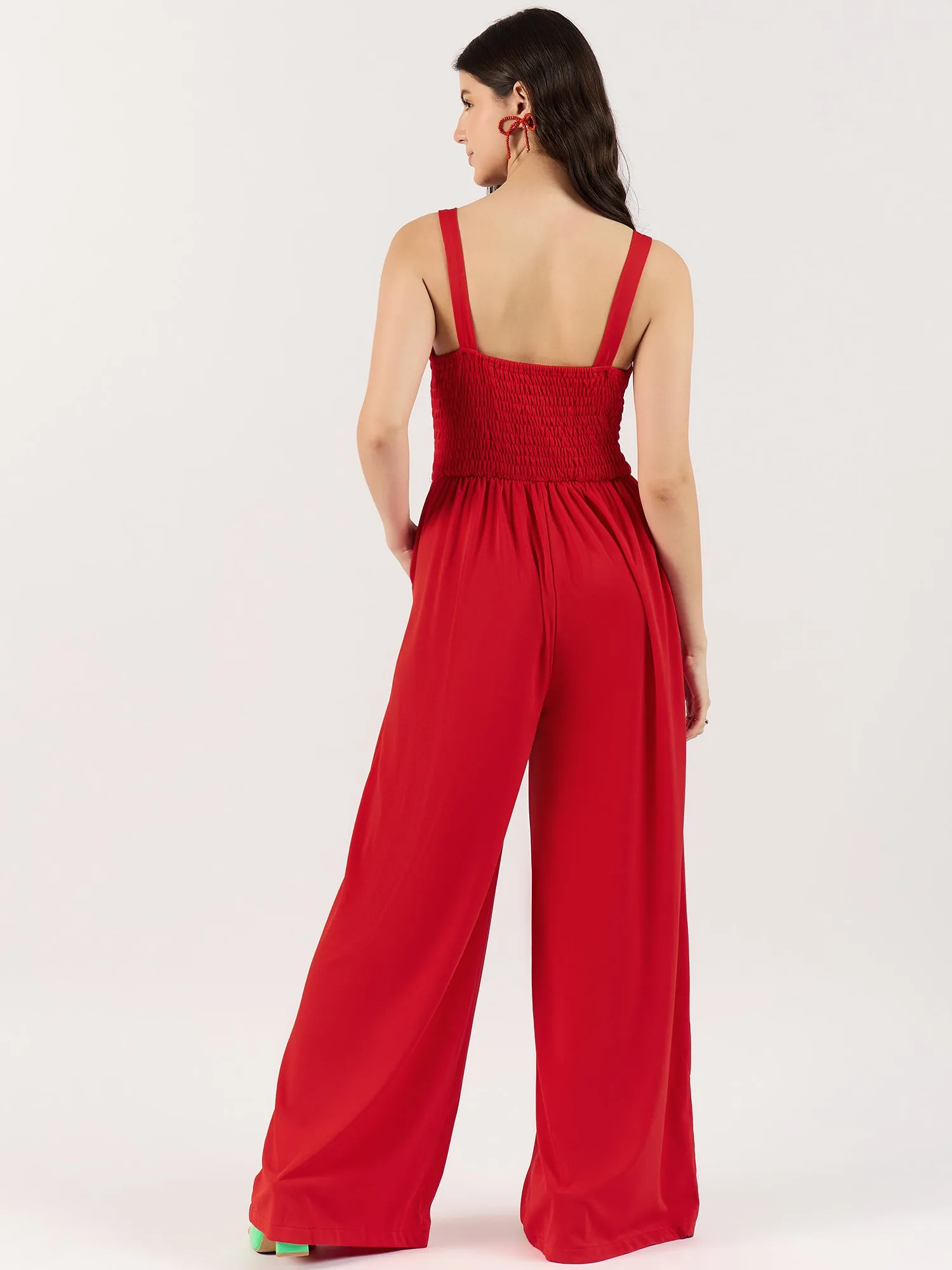 Red Flared Jumpsuit