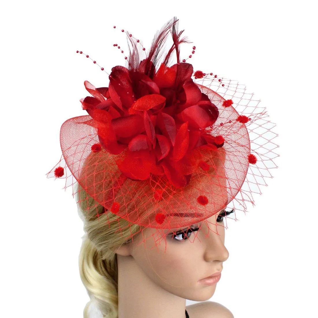 Red Wedding Fascinators Occasion Hats Tea Party Hat