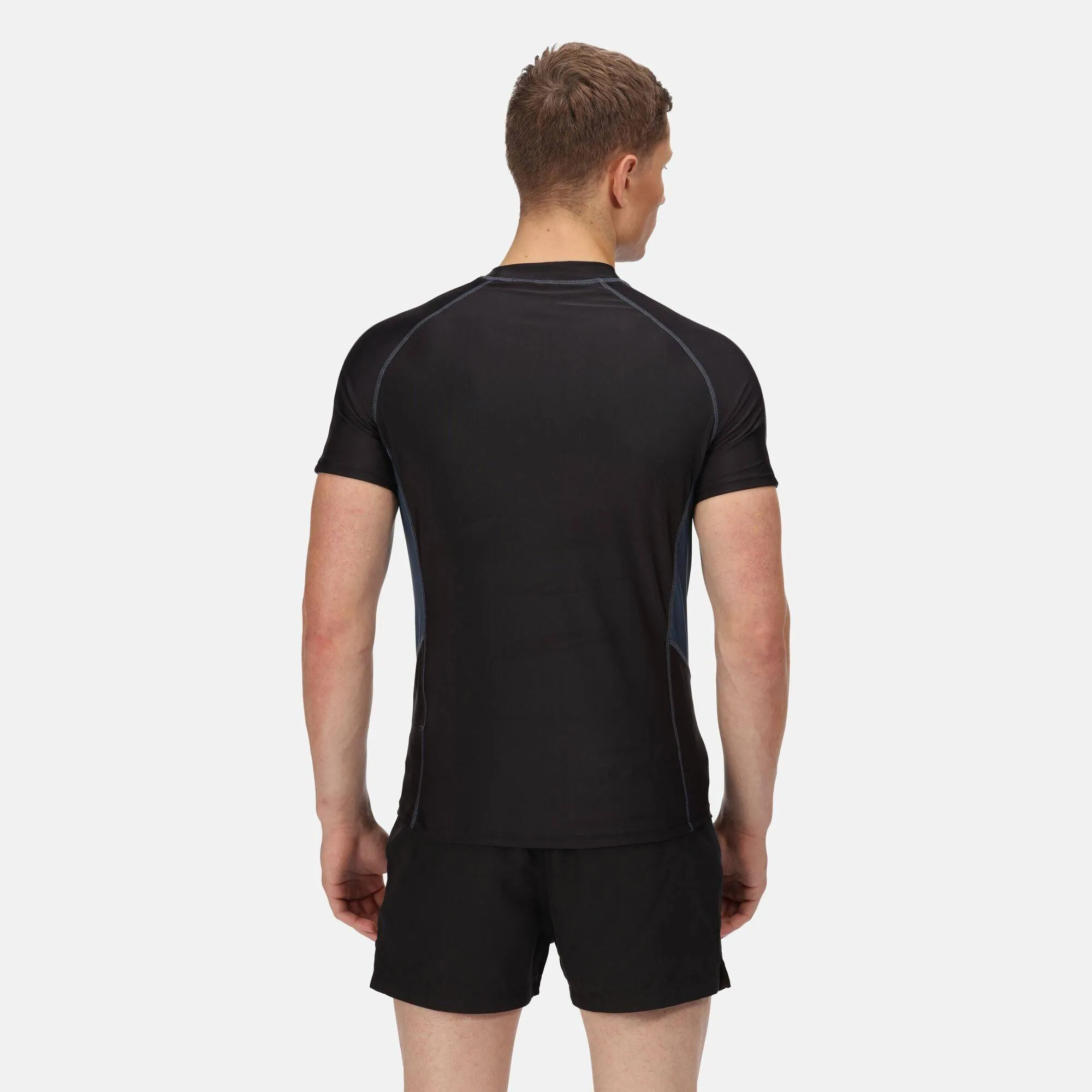 Regatta Mens Short Sleeve Rash Guard -BLACK/GREY