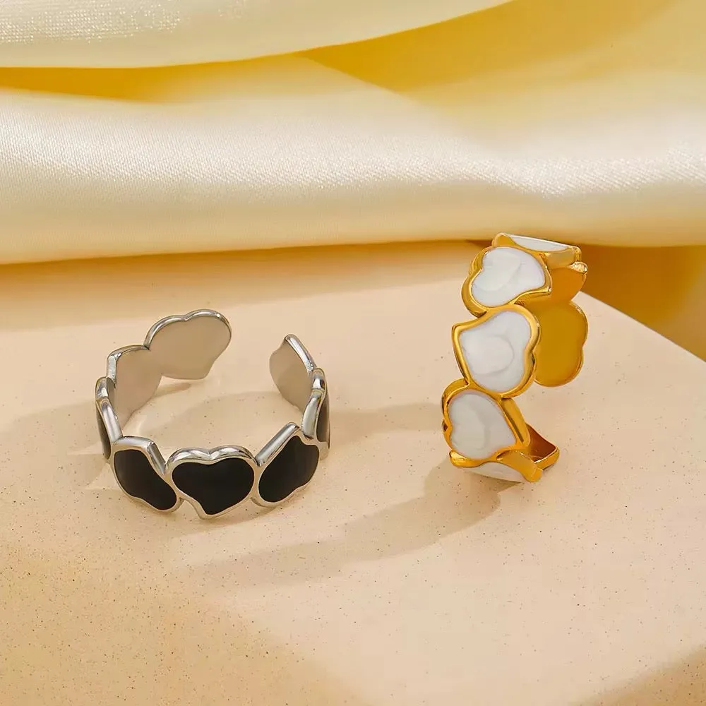 Retro Irregular Oil Drop Adjustable Heart Ring