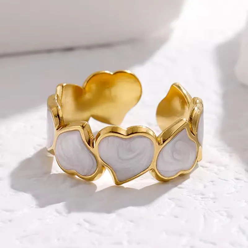 Retro Irregular Oil Drop Adjustable Heart Ring