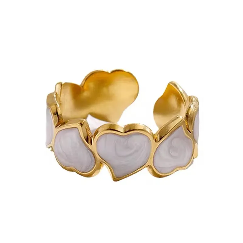 Retro Irregular Oil Drop Adjustable Heart Ring