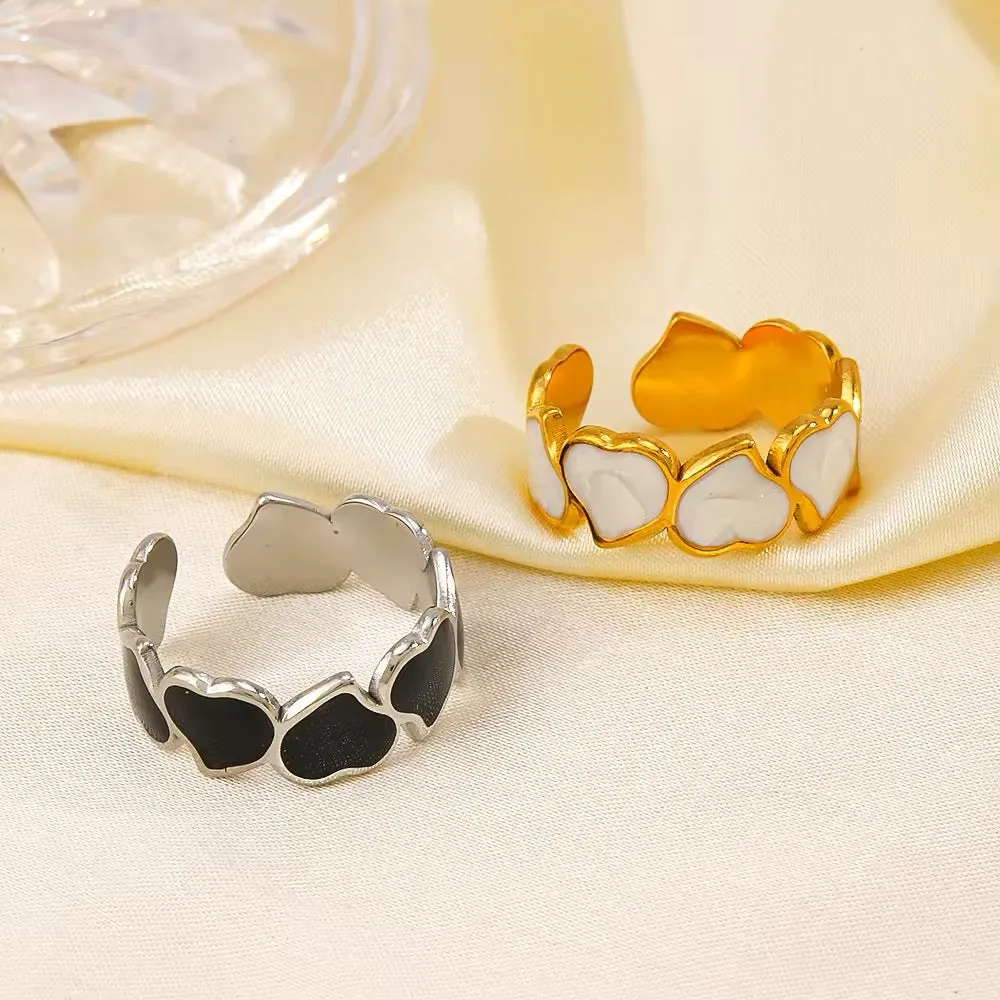 Retro Irregular Oil Drop Adjustable Heart Ring