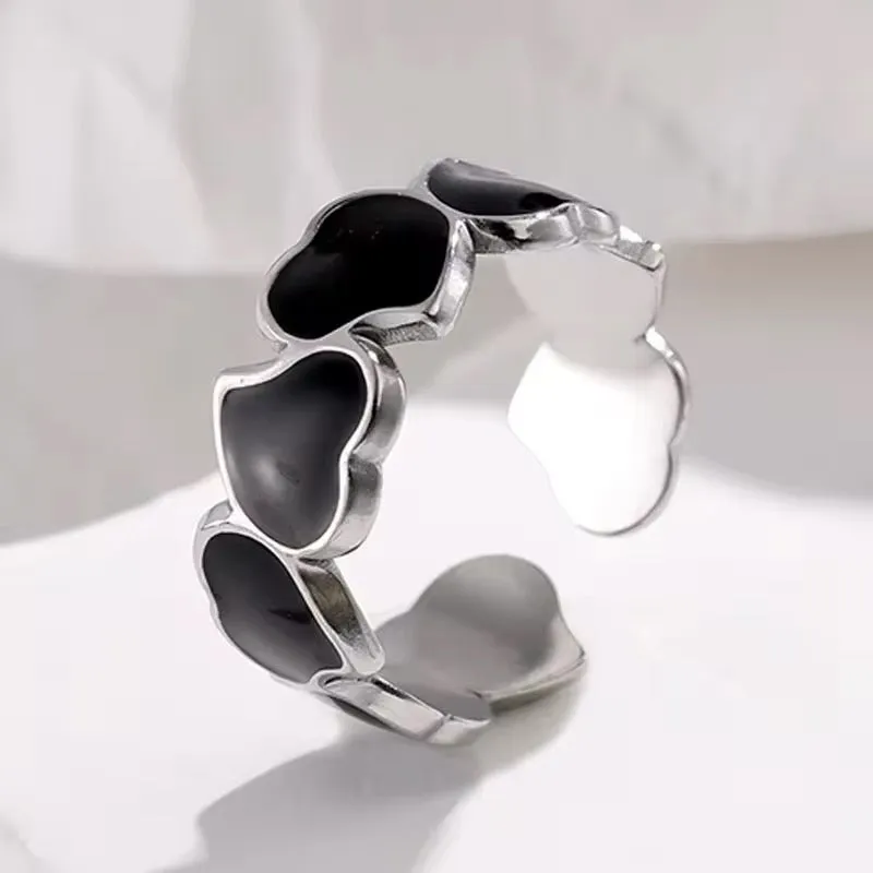 Retro Irregular Oil Drop Adjustable Heart Ring