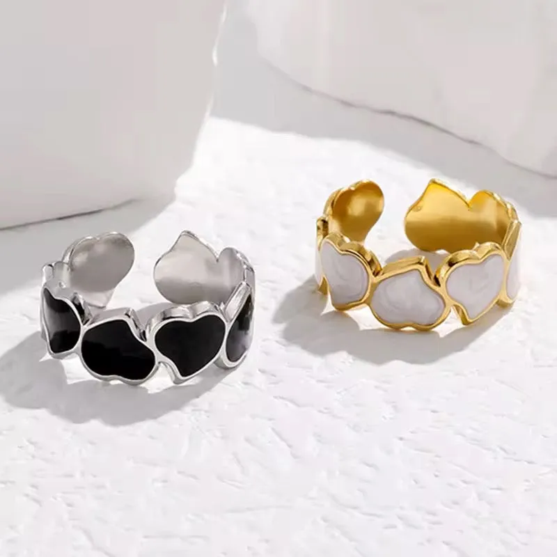 Retro Irregular Oil Drop Adjustable Heart Ring