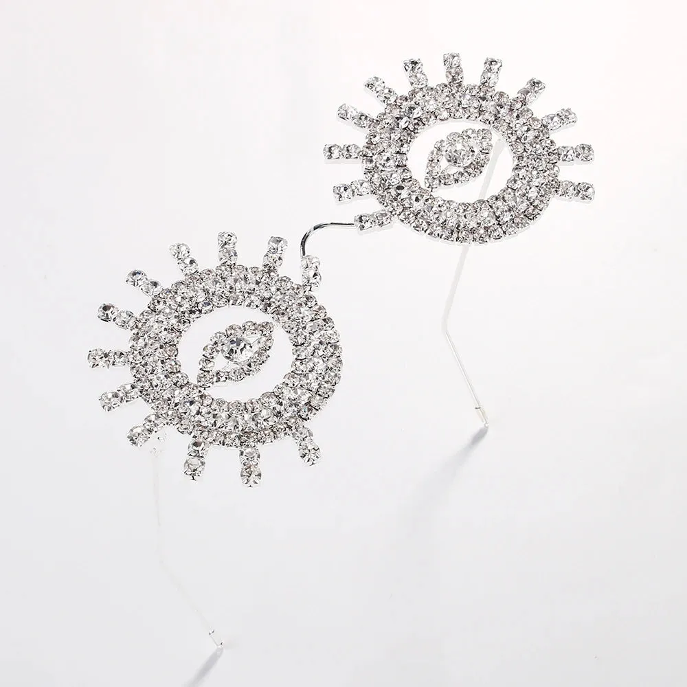 Round Evil Eye Rhinestone Crystal Glasses Frame