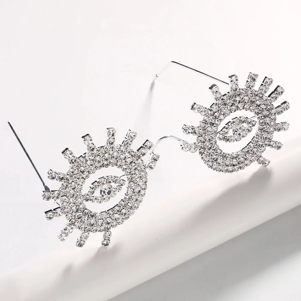 Round Evil Eye Rhinestone Crystal Glasses Frame
