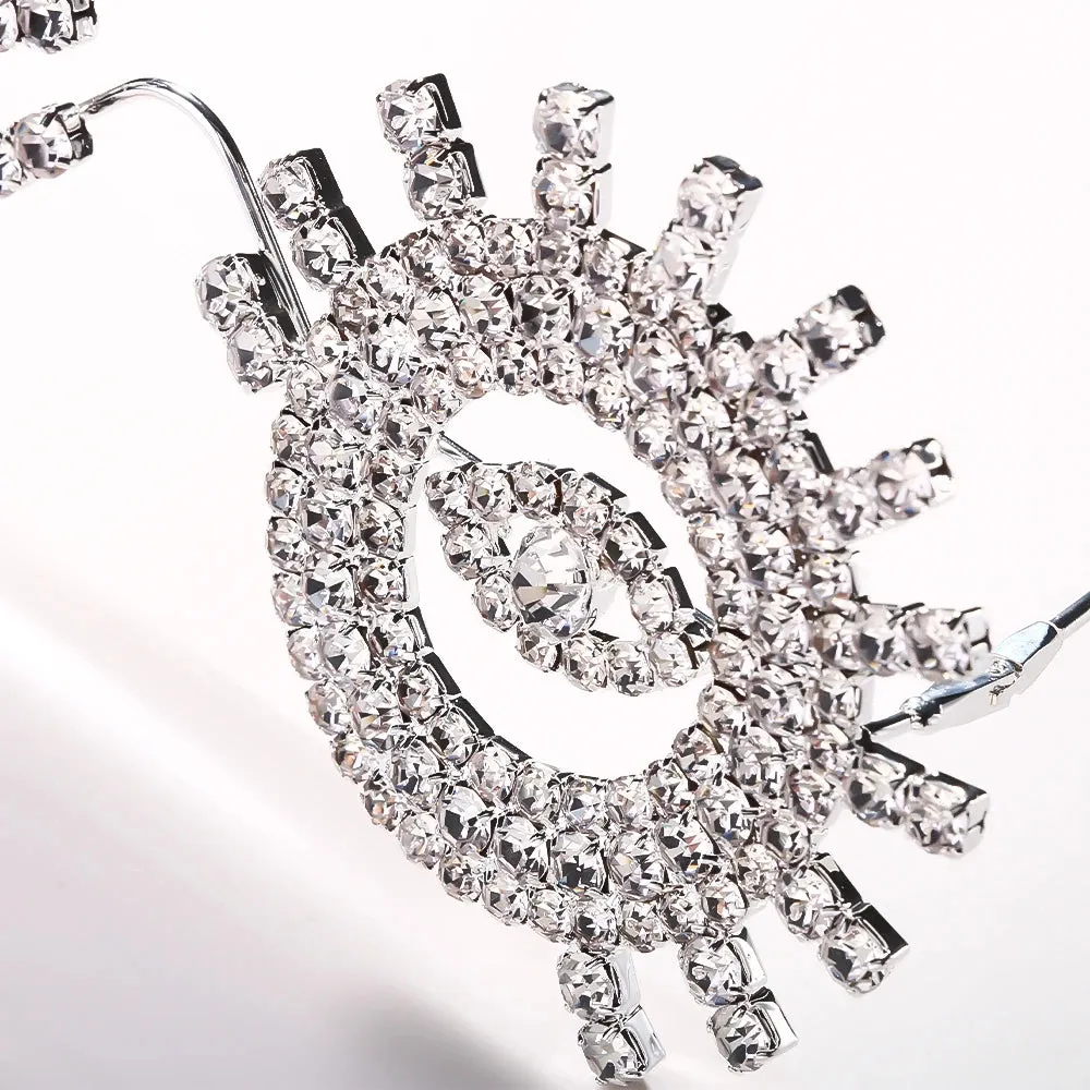 Round Evil Eye Rhinestone Crystal Glasses Frame