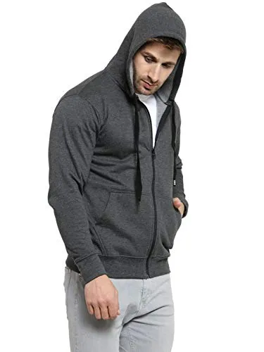 Scott International Men's Rich Cotton Regular Fit Hooded Hoodie Sweatshirt with Zip(1.1_sshz1_L,Charcoal,Large)