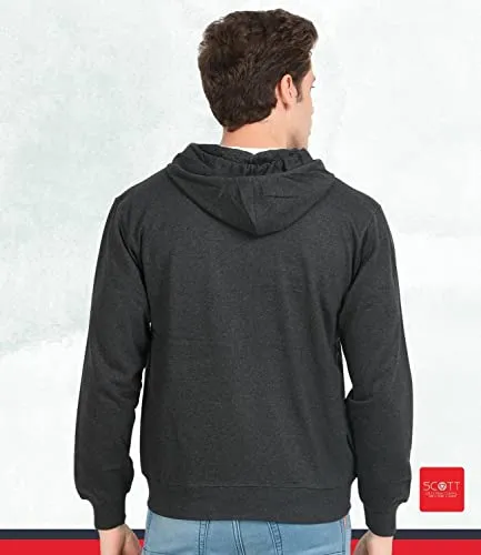 Scott International Men's Rich Cotton Regular Fit Hooded Hoodie Sweatshirt with Zip(1.1_sshz1_L,Charcoal,Large)