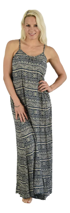 Secret Beach - Bali Dress Long - Tribal Print - Navy & Crème