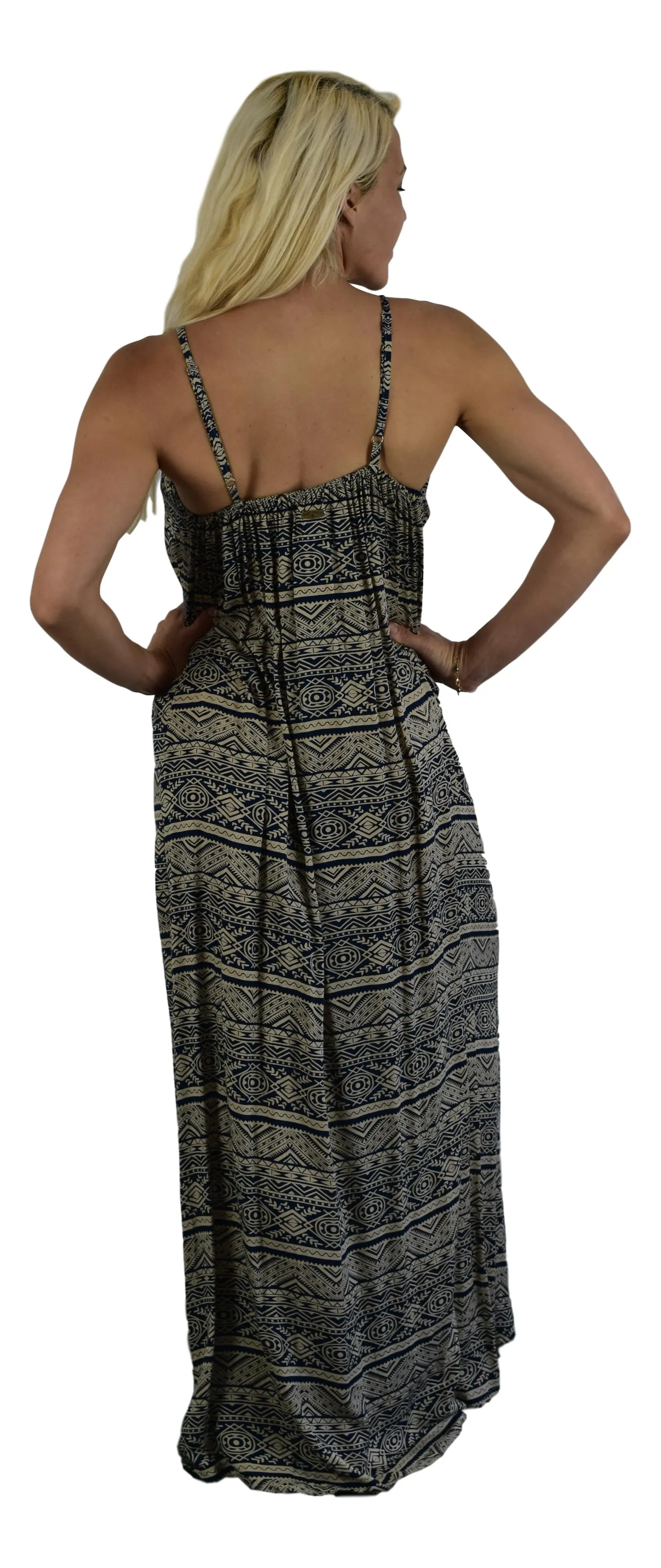 Secret Beach - Bali Dress Long - Tribal Print - Navy & Crème
