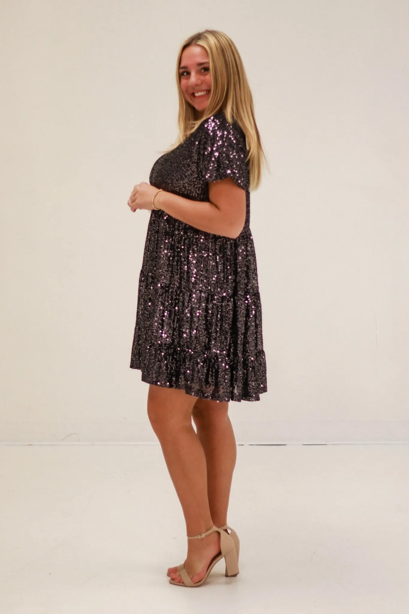 She's Sparkly Black Party Dress