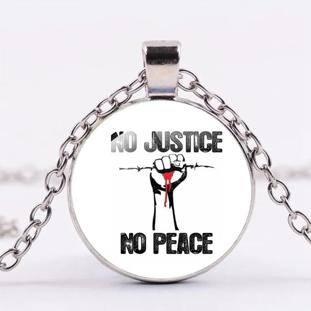 SIAN I CAN'T BREATHE George Floyd Pendant Necklace American Protest Black Lives Matter Long Chain Necklace Glass Dome Men Women