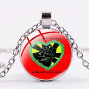 SIAN I CAN'T BREATHE George Floyd Pendant Necklace American Protest Black Lives Matter Long Chain Necklace Glass Dome Men Women