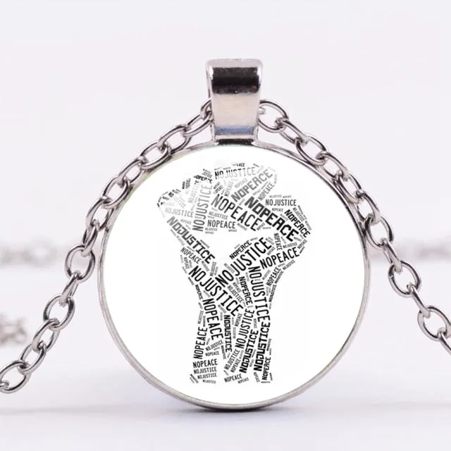 SIAN I CAN'T BREATHE George Floyd Pendant Necklace American Protest Black Lives Matter Long Chain Necklace Glass Dome Men Women