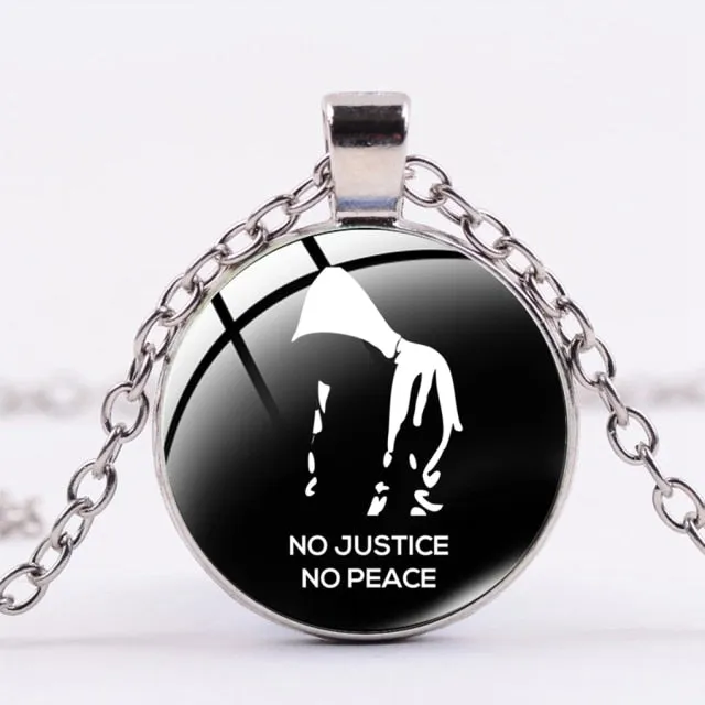 SIAN I CAN'T BREATHE George Floyd Pendant Necklace American Protest Black Lives Matter Long Chain Necklace Glass Dome Men Women