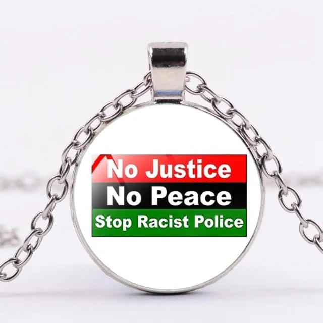 SIAN I CAN'T BREATHE George Floyd Pendant Necklace American Protest Black Lives Matter Long Chain Necklace Glass Dome Men Women