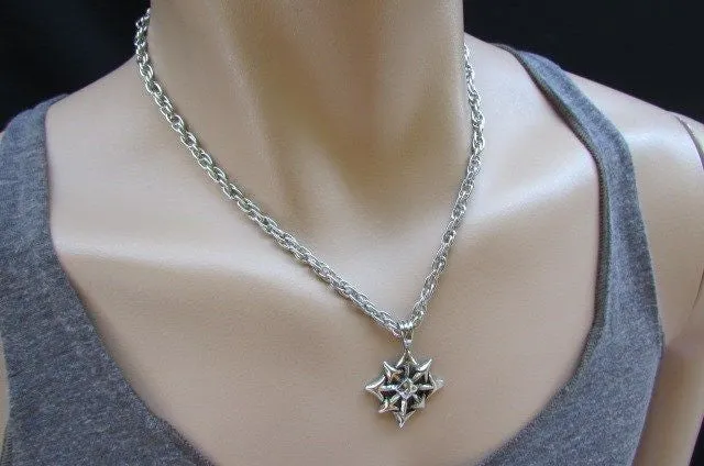 Silver Chain Necklace Chic Trendy Style Trible Pendant Men #4