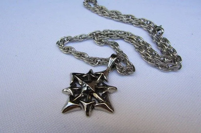 Silver Chain Necklace Chic Trendy Style Trible Pendant Men #4
