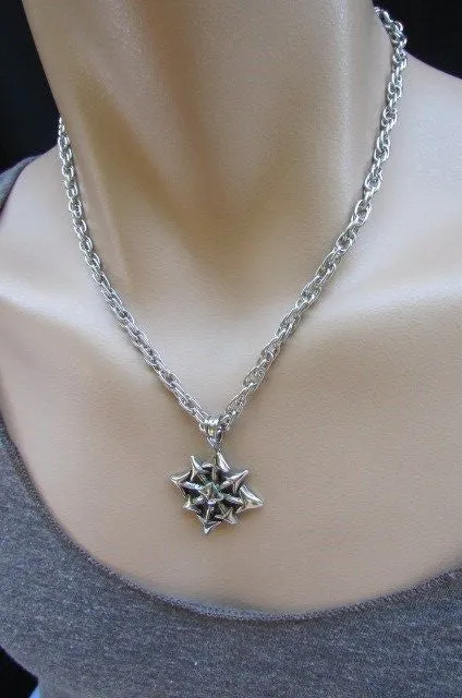 Silver Chain Necklace Chic Trendy Style Trible Pendant Men #4