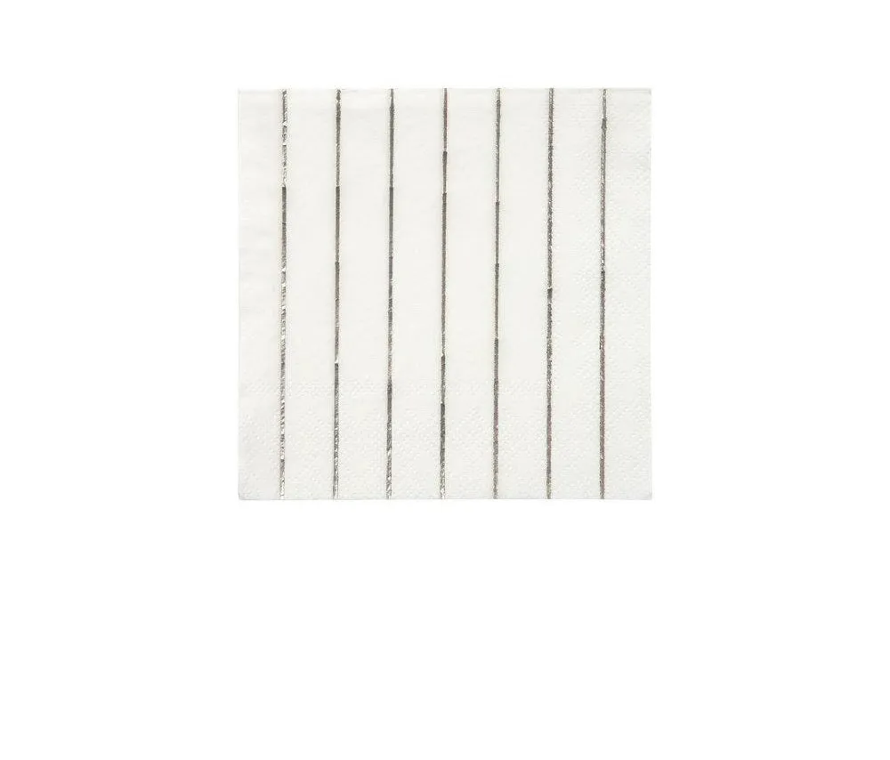 Silver Holographic Striped Paper Napkins