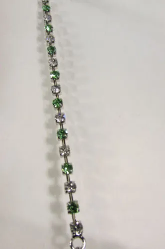 Silver Metal Bra Straps Decorative Lingerie Green Blue Pink Rhinestones
