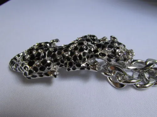 Silver Metal Chains Big Tiger Leopard Cheetah Body Trendy Necklace