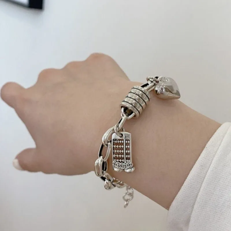 Silver Punk Bracelet Thick Chain Women Vintage Party Jewelry