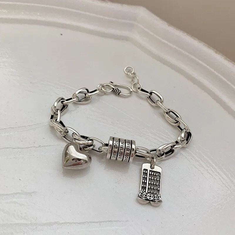 Silver Punk Bracelet Thick Chain Women Vintage Party Jewelry