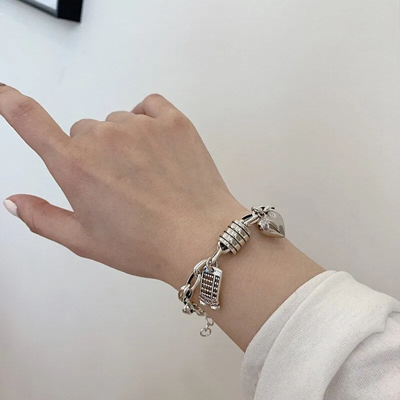 Silver Punk Bracelet Thick Chain Women Vintage Party Jewelry